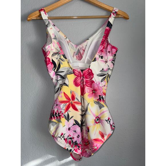 MagicSuit Floral Print One Piece Swimsuit Womens 8 Swim Slimming Tummy Control - Picture 3 of 9